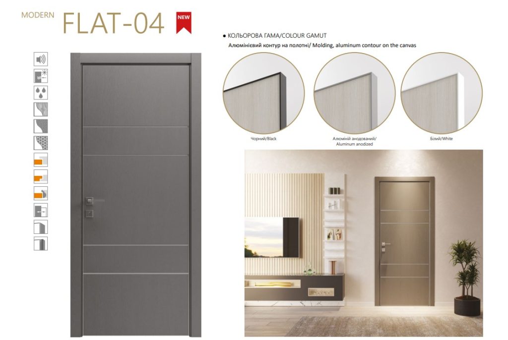 міжкімнатні двері modern flat 04 контур alum-1-1