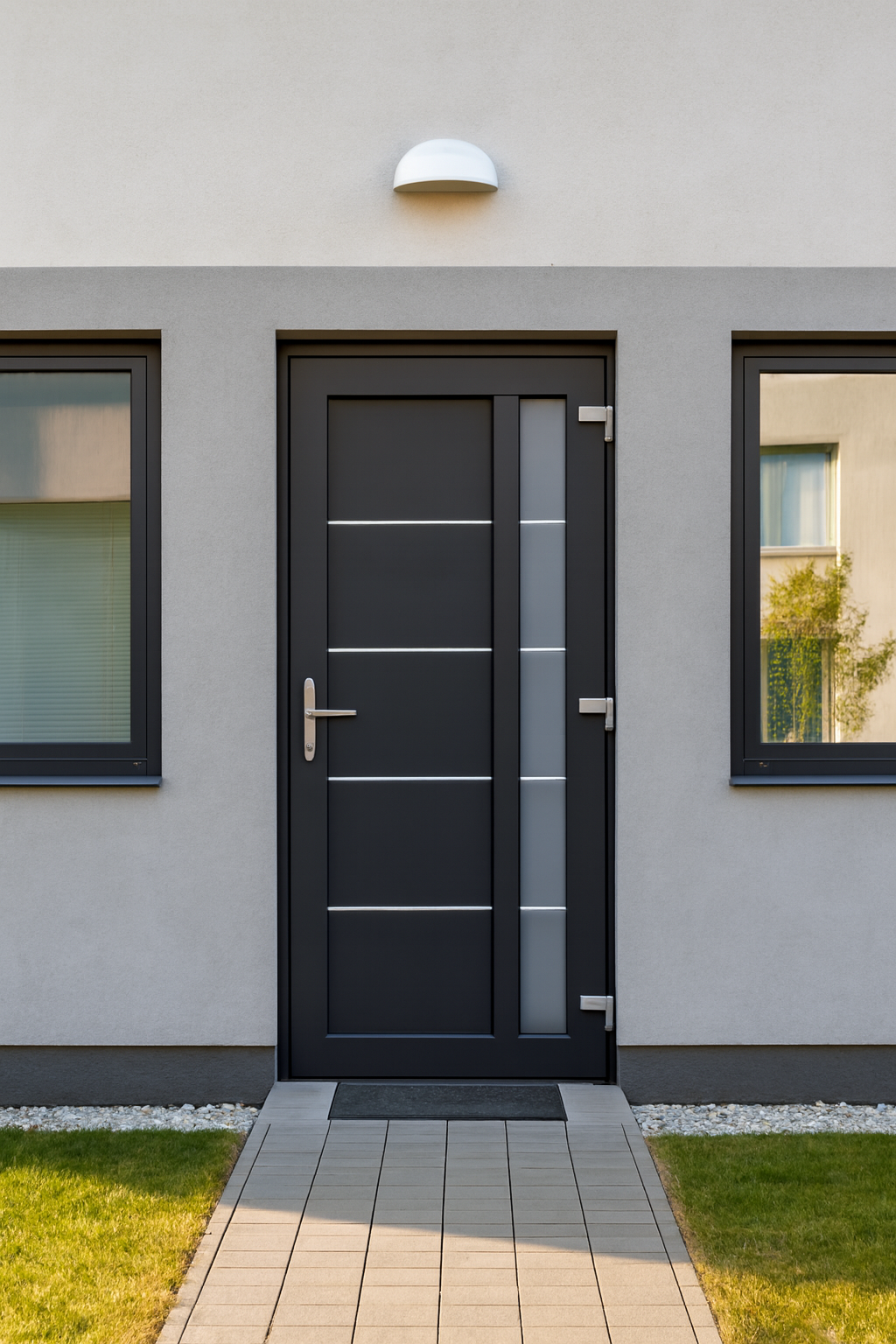 Металопластикові вхідні двері L14 одностулкові в екстер'єрі Металопластикові вхідні двері L14 одностулкові в екстер'єрі