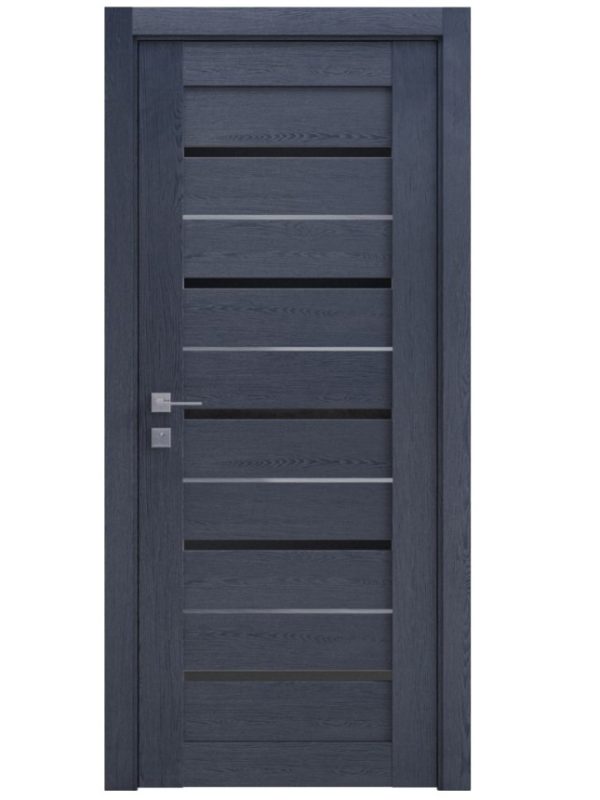 Міжкімнатні двері MODERN LAZIO графіт скло чорний глянець анюмінієвий молдинг.4
