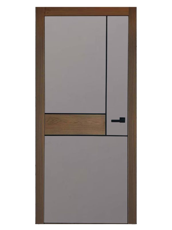 Міжкімнатні двері MaDen Model 6 біла емаль із коричневим елементом.1