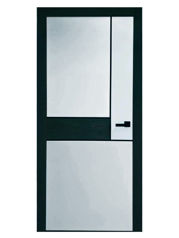 Міжкімнатні двері MaDen Model 6 біла емаль із коричневим елементом.4