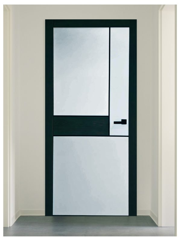 Міжкімнатні двері MaDen Model 6 біла емаль із коричневим елементом.6