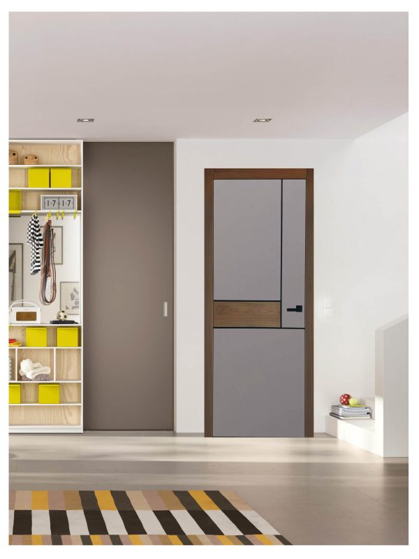 Міжкімнатні двері MaDen Model 6 біла емаль із коричневим елементом.7