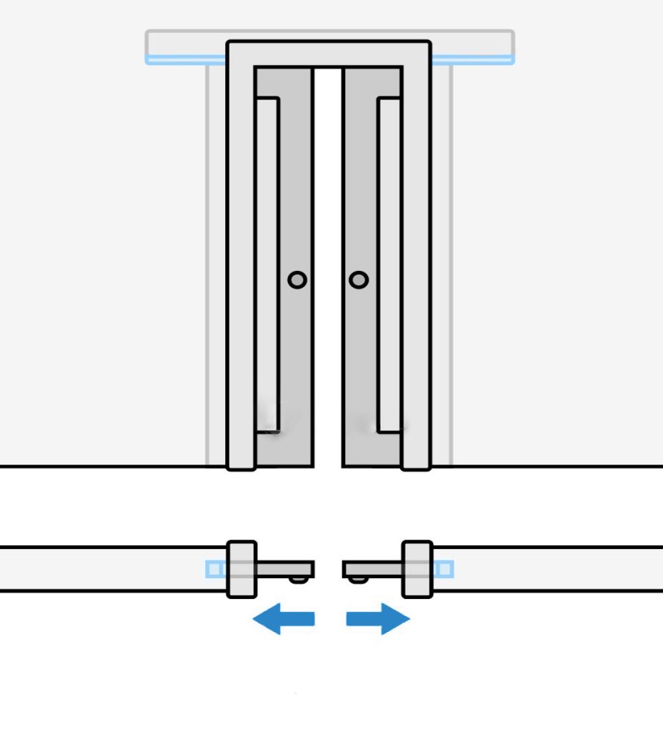 Розсувна система касетного механізму із двома полотнами