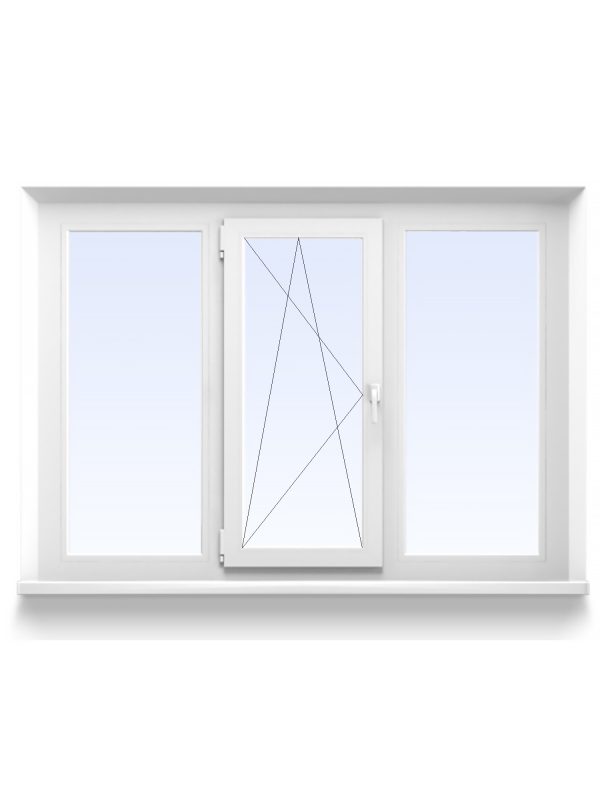 Вікно тристулкове металопластикове прямокутне 110