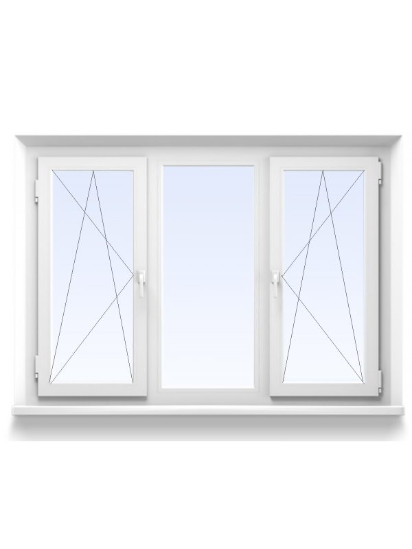 Вікно тристулкове металопластикове прямокутне 114
