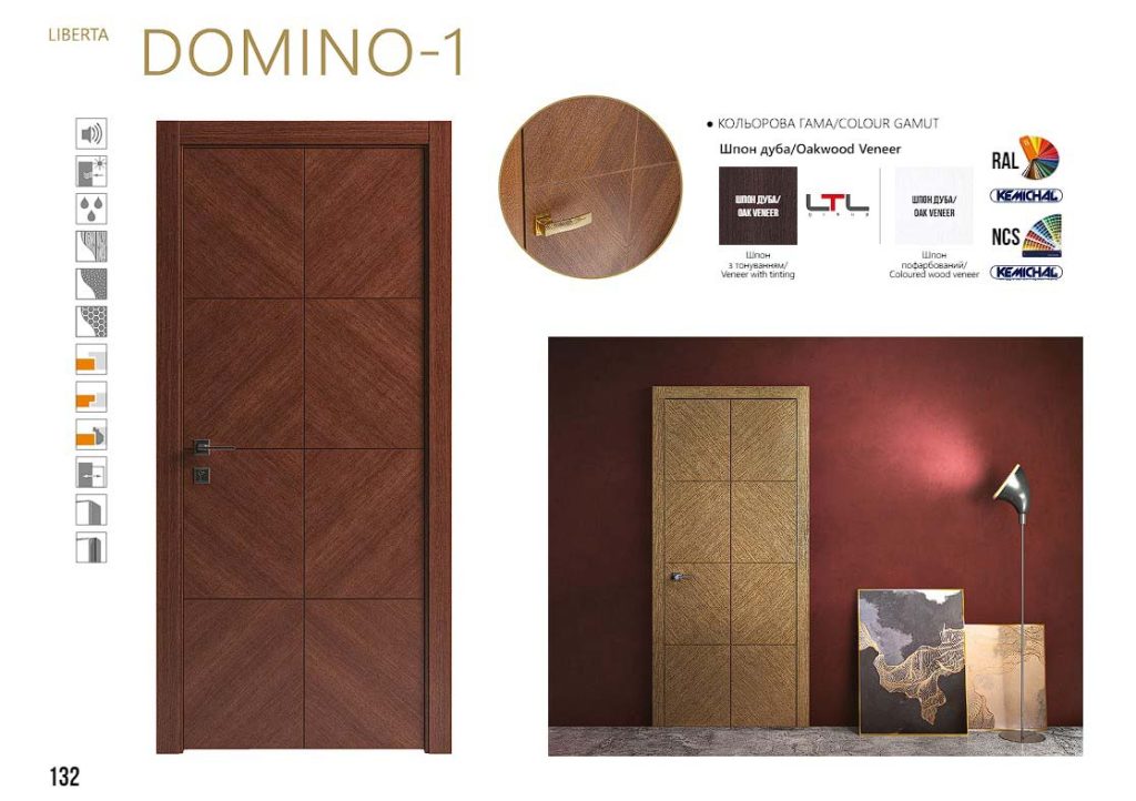 Міжкімнатні двері Rodos Liberta Domino 1 Шпон 8