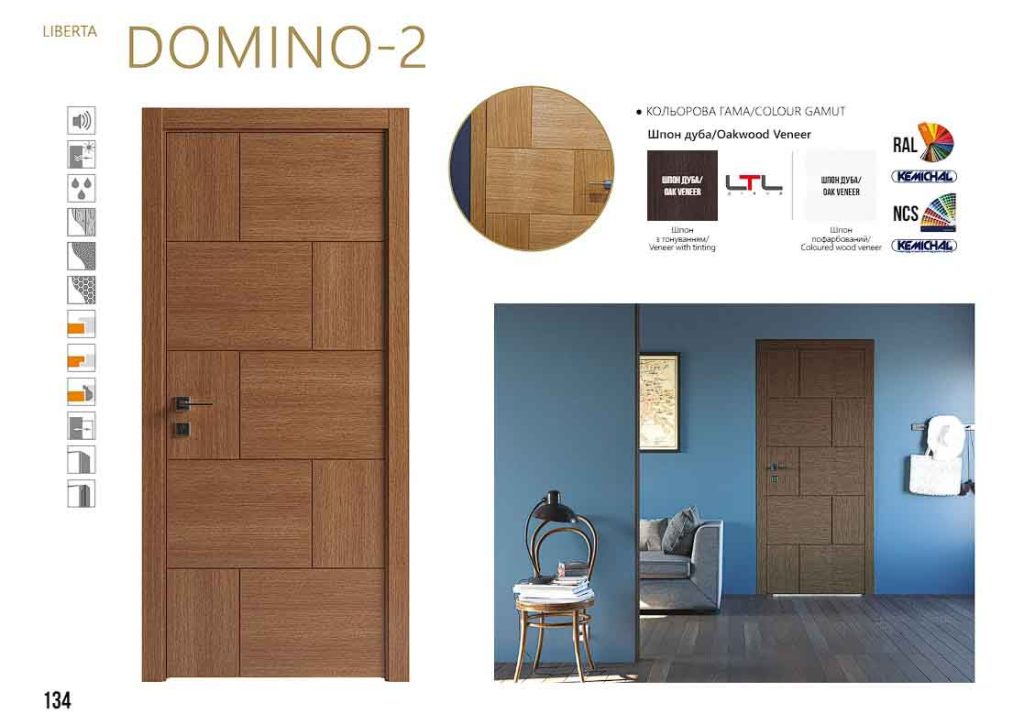 Міжкімнатні двері Rodos Liberta Domino 2 Шпон 8