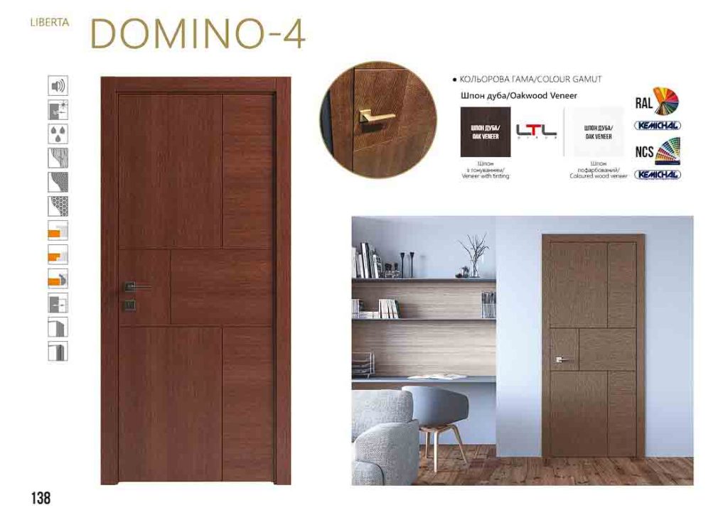 Міжкімнатні двері Rodos Liberta Domino 4 Шпон 8