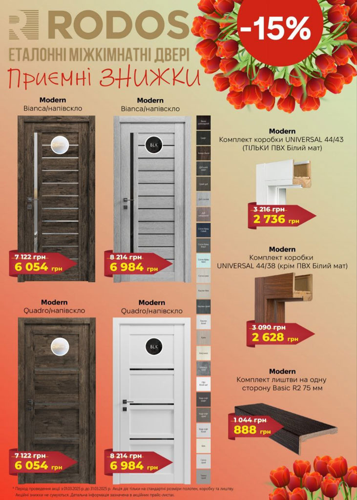 Весняні знижки на міжкімнатні двері Rodos Modern