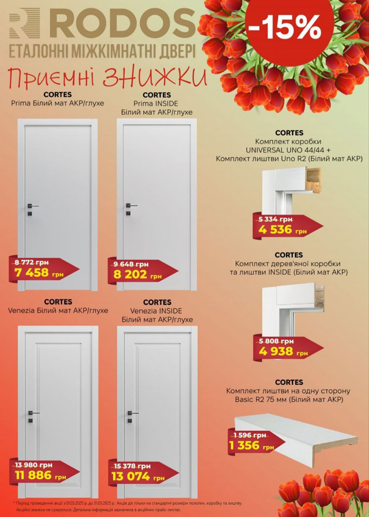 Весняні знижки на міжкімнатні двері Rodos Cortes